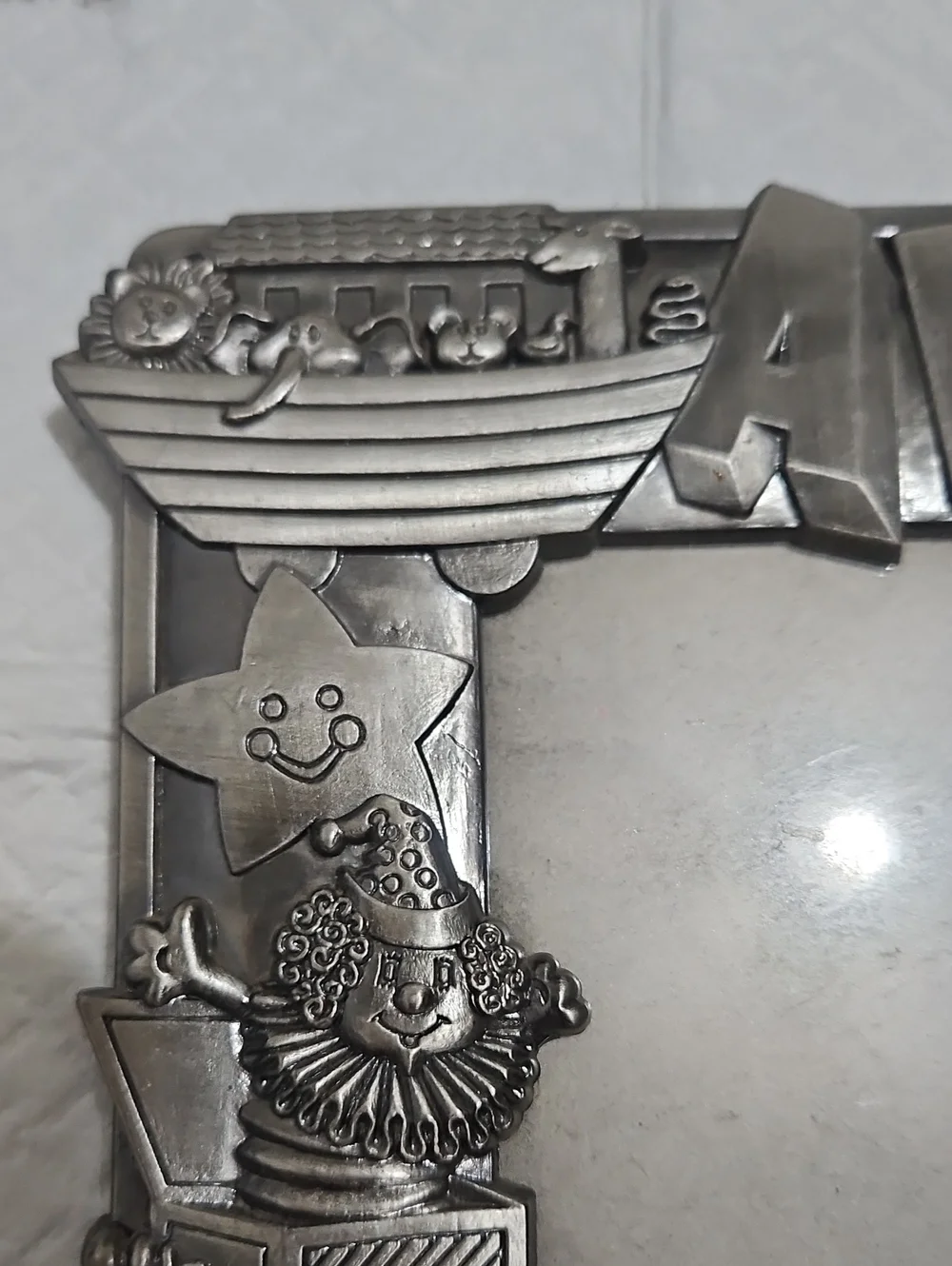 Silver Baby-Themed Double Picture Frame - 123 Design